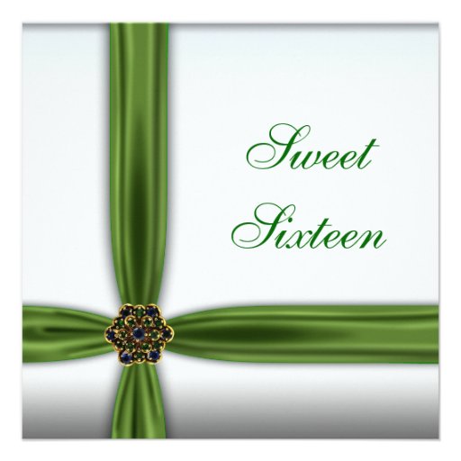 Emerald Green Jewel Sweet Sixteen Invitation