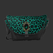 Emerald Green Leopard Monogram Messenger Bag messenger bags