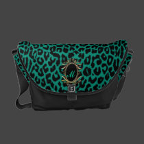 Emerald Green Leopard Monogram Messenger Bag messenger bags