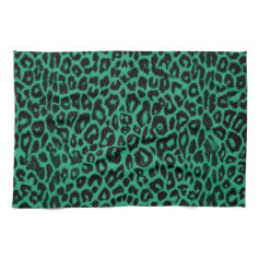 Emerald Green Leopard Pattern Home Decor Hand Towels