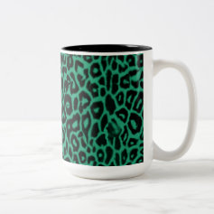 Emerald Green Leopard Pattern Home Decor Coffee Mugs