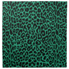 Emerald Green Leopard Pattern Home Decor Printed Napkins