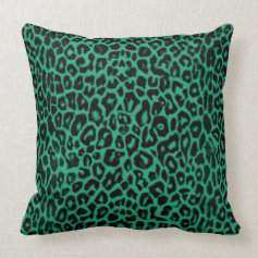Emerald Green Leopard Pattern Home Decor Throw Pillow