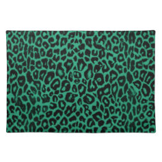 Emerald Green Leopard Pattern Home Decor Place Mat