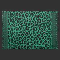 Emerald Green Leopard Pattern Home Decor placemats