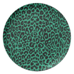 Emerald Green Leopard Pattern Home Decor Plate