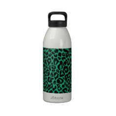 Emerald Green Leopard Pattern Home Decor Water Bottles