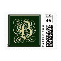 Emerald Green Monogram Postage - Letter B postage