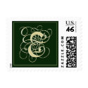 Emerald Green Monogram Postage - Letter E stamp