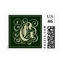 Emerald Green Monogram Postage - Letter G stamps