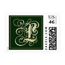 Emerald Green Monogram Postage - Letter L postage
