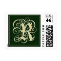 Emerald Green Monogram Postage -Letter R postage