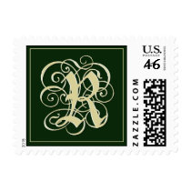 Emerald Green Monogram Postage -Letter R postage by aslentz Emerald Green Monogram Postage -Letter R postage