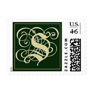 Emerald Green Monogram Postage - Letter S stamp