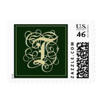 Emerald Green Monogram Postage -Letter T postage by aslentz Emerald Green Monogram Postage -Letter T postage