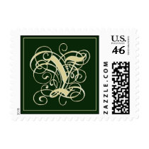 Emerald Green Monogram Postage - Letter Y postage