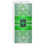 Emerald Green Monogram Ribbon Wedding Invitation
