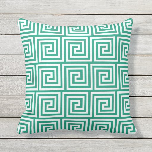 Emerald Green Outdoor Pillows Greek Key Zazzle