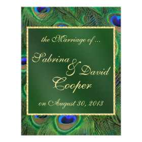 Emerald Green Peacock Wedding Announcement