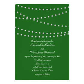 Emerald Green Pearls Wedding Invitation