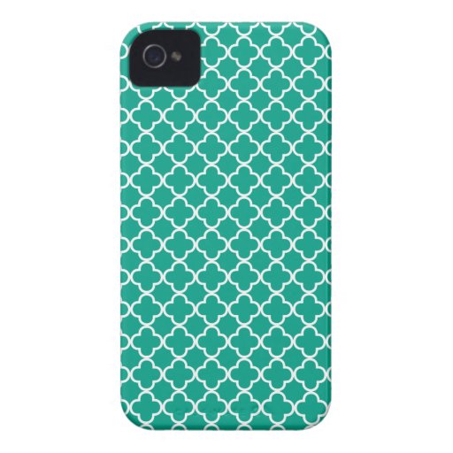 Emerald Green Quatrefoil Pattern iPhone 4 Case