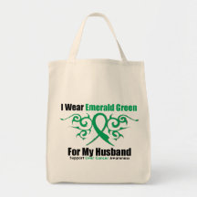 Emerald Green Ribbon (Husband) - Liver Cancer Canvas Bag