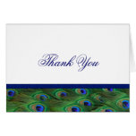 Emerald Green Royal Blue Peacock Feathers Wedding Card