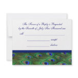 Emerald Green Royal Blue Peacock Feathers Wedding Custom Announcement