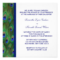 Emerald Green Royal Blue Peacock Feathers Wedding Invites