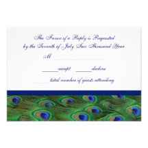 Emerald Green Royal Blue Peacock Feathers Wedding Invites