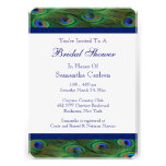 Emerald Green Royal Blue Peacock Feathers Wedding Personalized Invite