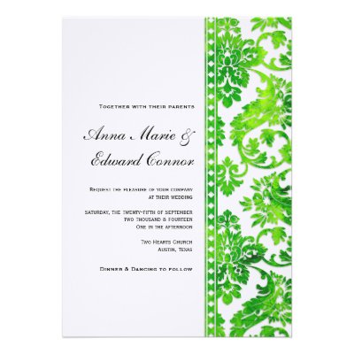 Emerald Green Vintage Damask Lace Wedding Personalized Invite