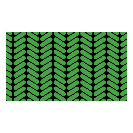 Emerald Green Zigzags inspired by Knitting. Business Card Template (back side)