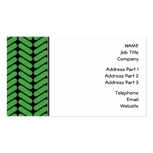 Emerald Green Zigzags inspired by Knitting. Business Card Template (front side)