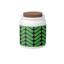 Emerald Green Zigzags inspired by Knitting. Candy Jar