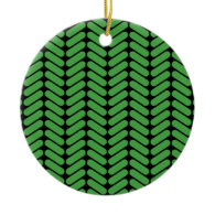Emerald Green Zigzags inspired by Knitting. Christmas Tree Ornaments