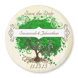 Emerald Heart Leaf Tree Save the Date Magnets