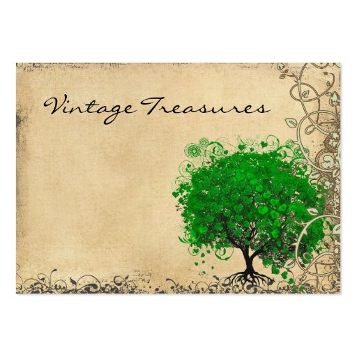 Emerald Heart Leaf Tree Swirl Business Card (back side)