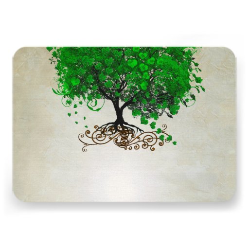 Emerald Heart Leaf Tree Wedding Invites