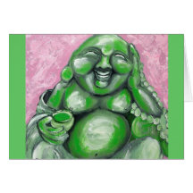 Emerald Laughing Buddha Card