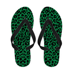 Emerald Leopard Flip Flops