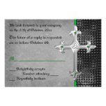 Emerald Medieval Celtic Cross RSVP Card Custom Invitations