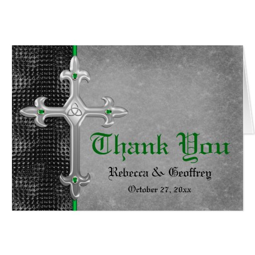 Emerald Medieval Celtic Cross Thank You Card | Zazzle