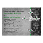 Emerald Medieval Celtic Cross Wedding Invitation