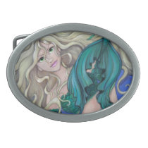 "Emerald Mermaid" fantasy art BELT BUCKLE belt buckles