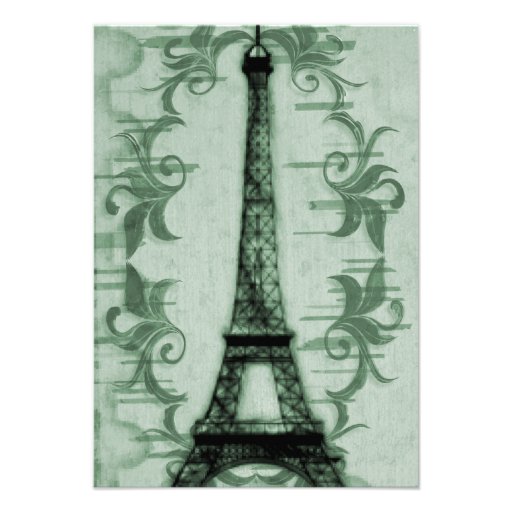 Emerald Paris Grunge Bridal Shower Invitation