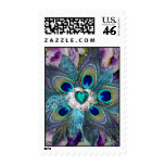 Emerald Peacock Feather Flower Postage