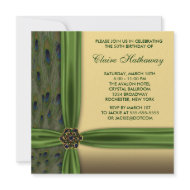 Emerald Peacock Gold 50th Birthday Invitations invitation