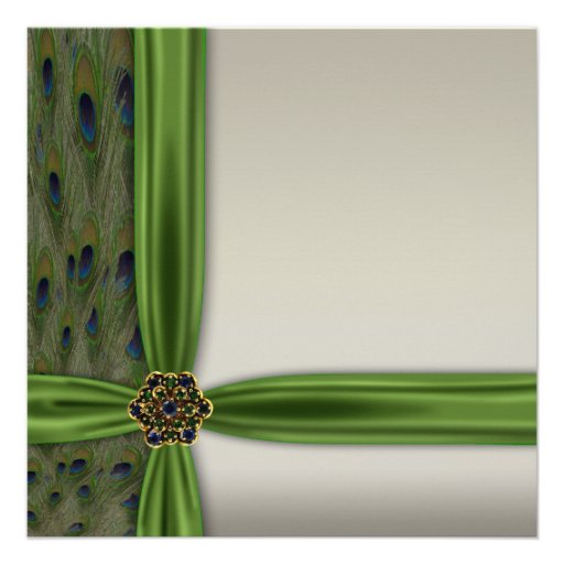 Emerald Peacock Gold 50th Birthday Invitations