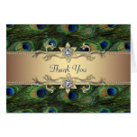 Emerald Royal Blue Gold Peacock Thank You Cards